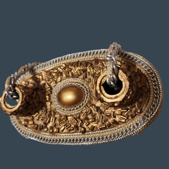 Handcrafted Philippines Gold & Silver Beaded Chain Purse - Picture 12 of 13